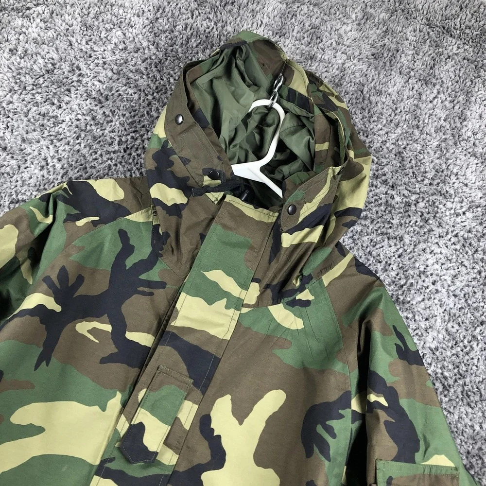 Vintage US Army ECWCS‎ Cold Weather Parka Coat Mens Large Green Hooded Camo